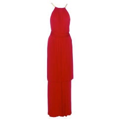 1970s Yves Saint Laurent rive gauche Dress Gold Leather Straps