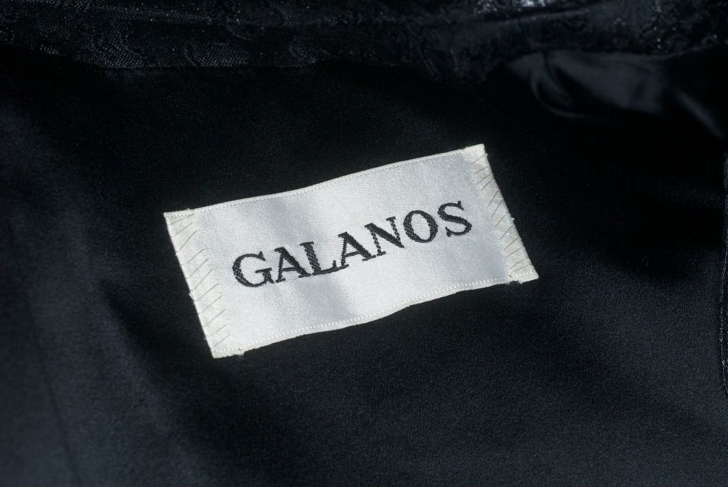 1960s Galanos Black Metallic Brocade Evening Coat For Sale 2