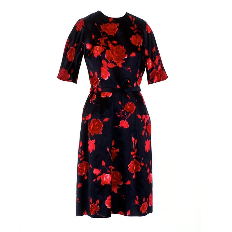 1960s Harvey Berin Floral Print Cocktail Dress For Sale