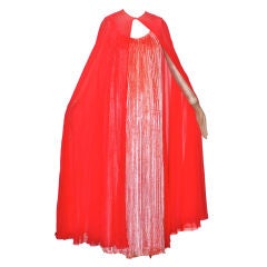 1970s Stavropulous gown with chiffon cape