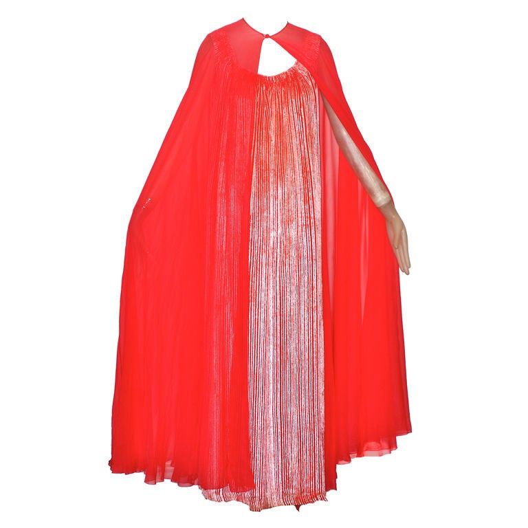 1970s Stavropulous gown with chiffon cape For Sale