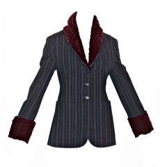 Romeo Gigli Jacket with Crinkle Velvet Cuffs and Collar