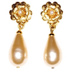 Victoire de Castellane for Chanel Camellia Faux Pearl Earrings