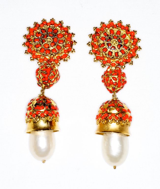 Chanel Couture Indian Inspired Gripoix Earrings