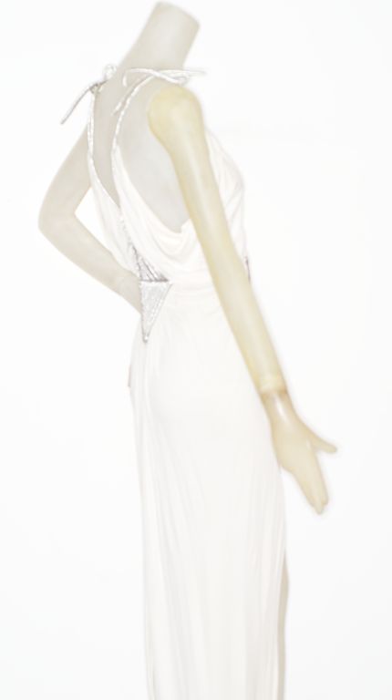 Women's 1970s Larry Le Gaspi Jersey Dress with Silver Coil Detail For Sale