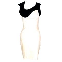 Thierry Mugler Black and White Cotton Piqué Dress