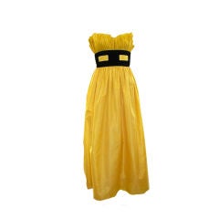 1977 Loris Azzaro Yellow Silk Taffeta Gown