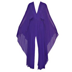 1970s Yves Saint Laurent rive gauche Violet Caftan Gown