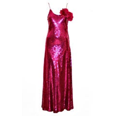 1970s Bill Blass Berry Colored Sequin Gown