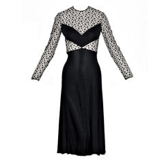 1970s Bill Blass Sheer Illusion Tulle and Jersey Dress