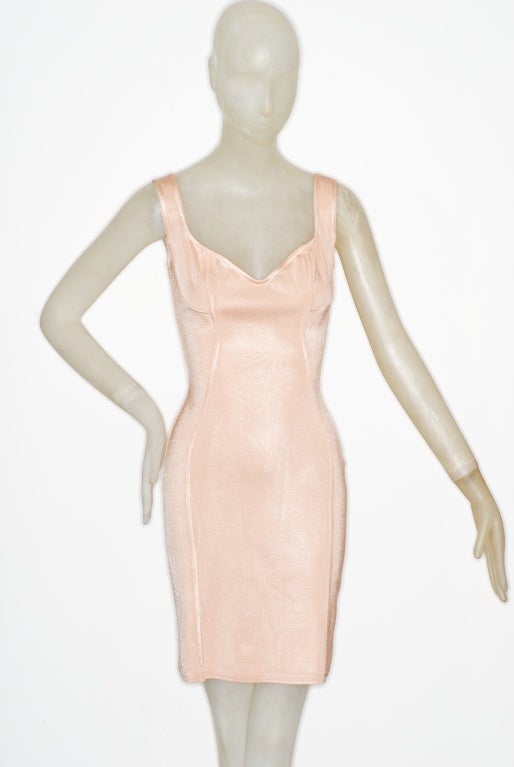 1980s Pale Pink Alaia Stretch Jersey Dress