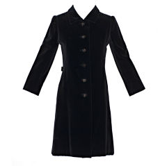 1960s Givenchy couture Black Velvet Coat with Beaded Buttons