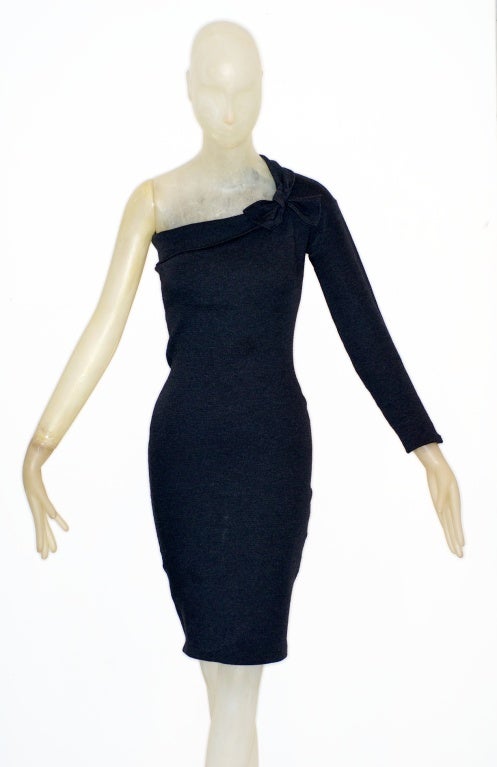 Early 1980s Romeo Gigli One Shoulder Knotted Dress