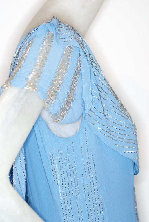 Christian Dior Cornflower Blue Embroidered Gown For Sale 1
