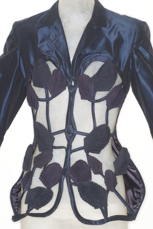 Jean Paul Gaultier Wired Foliage Cut Out Midnight Blue Jacket 1