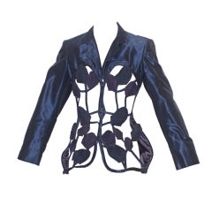 Vintage Jean Paul Gaultier Wired Foliage Cut Out Midnight Blue Jacket
