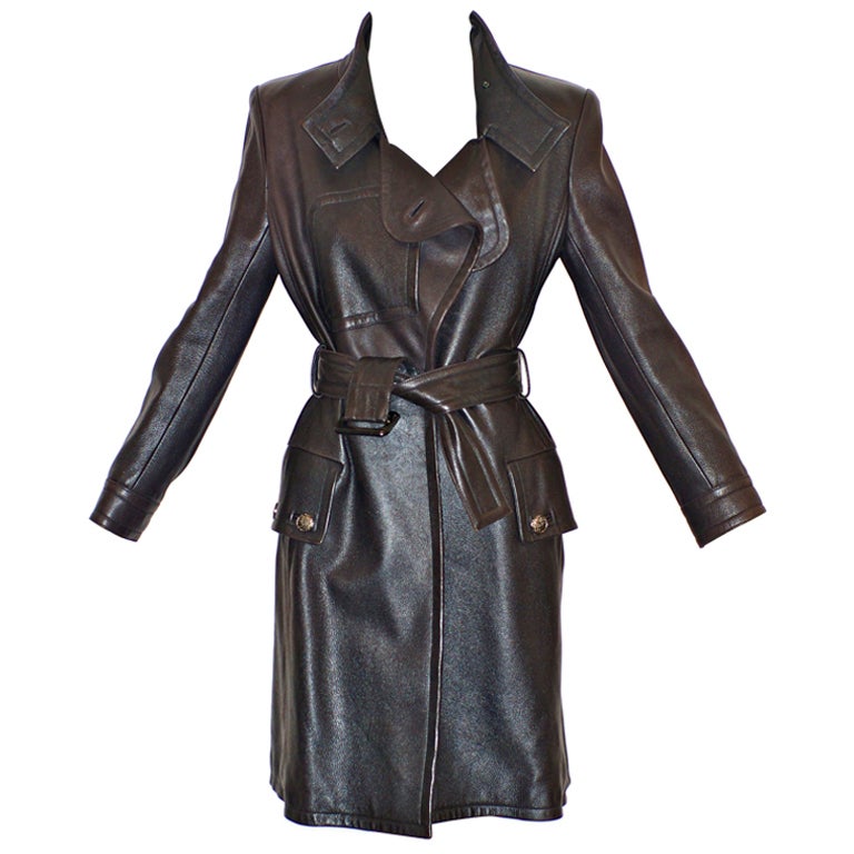 Chanel Leather Trench-Style Coat at 1stdibs