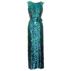 Exceptional 1968 Norman Norell Silk Sequin Gown