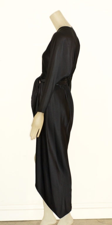 Women's 1970s Halston Black Silk Dress For Sale