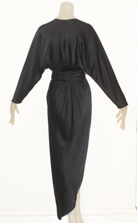 1970s Halston Black Silk Dress For Sale 1
