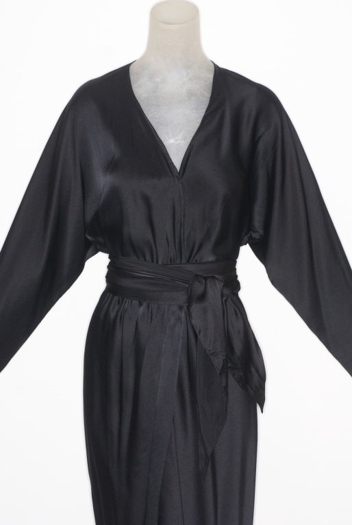 1970s Halston Black Silk Dress For Sale 2