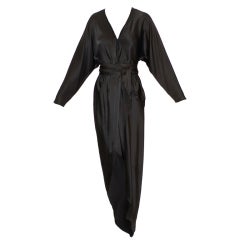 Vintage 1970s Halston Black Silk Dress