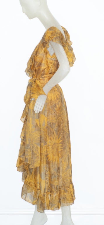 Women's 1980s Givenchy Haute Couture Sunflower Print Dress For Sale