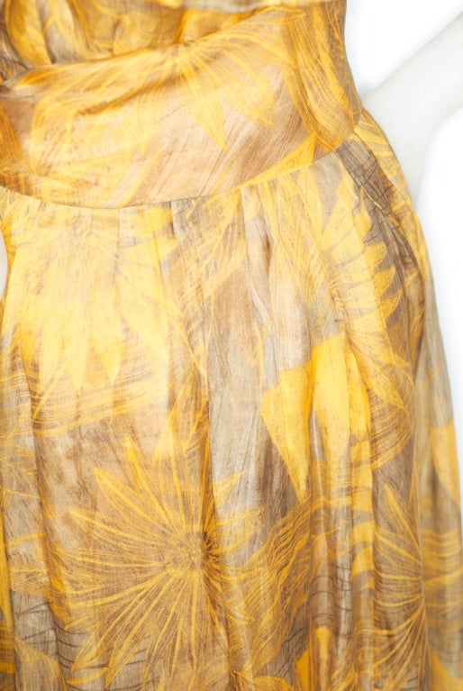 1980s Givenchy Haute Couture Sunflower Print Dress For Sale 3