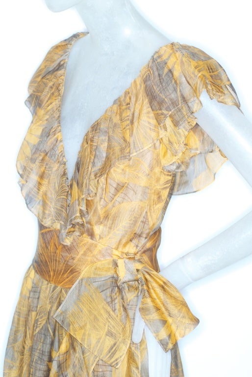 1980s Givenchy Haute Couture Sunflower Print Dress For Sale 4