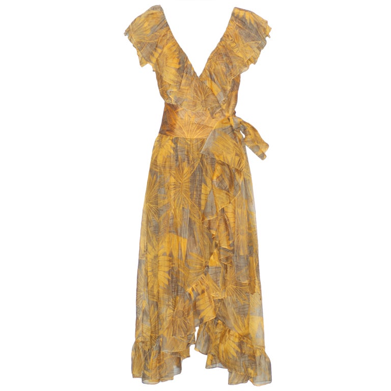 1980s Givenchy Haute Couture Sunflower Print Dress For Sale
