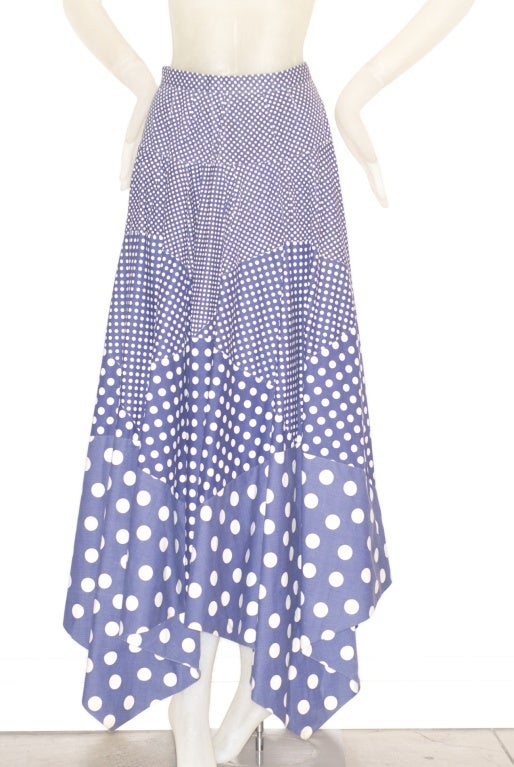 Pertegaz 1970s Asymmetric Cotton Skirt