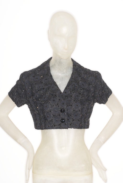 1980s Todd Oldham Bead Embroidered Cropped Top