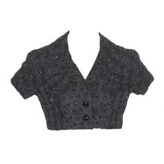 Retro 1980s Todd Oldham Bead Embroidered Cropped Top