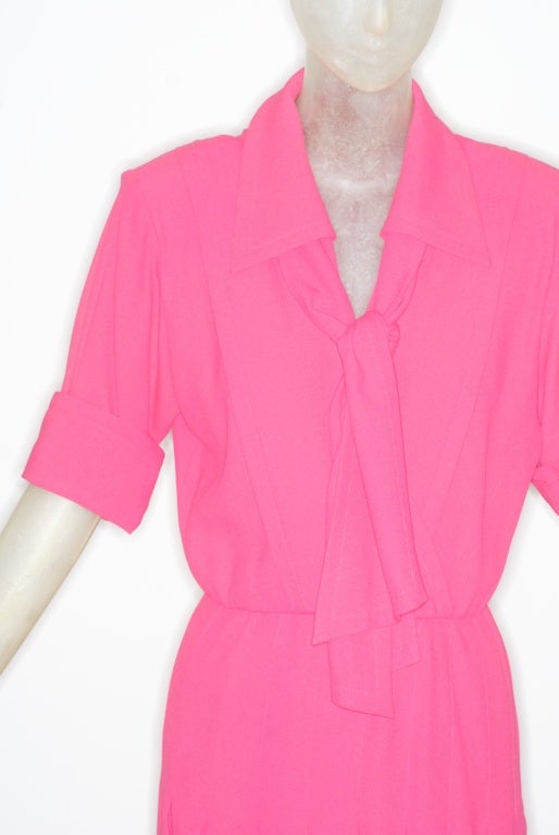 Women's Yves Saint Laurent rive gauche Pink Crepe Dress For Sale