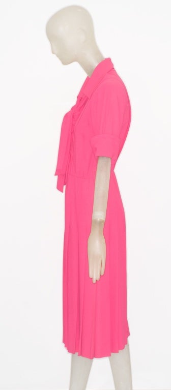 Yves Saint Laurent rive gauche Pink Crepe Dress For Sale 1