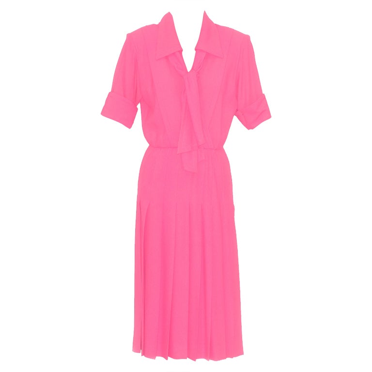 Yves Saint Laurent rive gauche Pink Crepe Dress For Sale