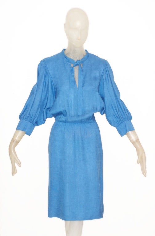Yves Saint Laurent rive gauche Wedgewood Blue Linen Dress