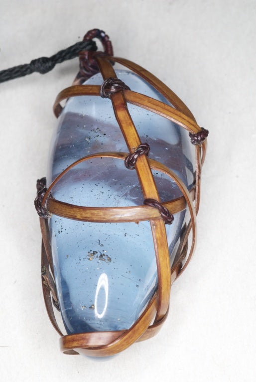 Extraordinary Tina Chow Fluorite and Bamboo Wrapped Pendant 1