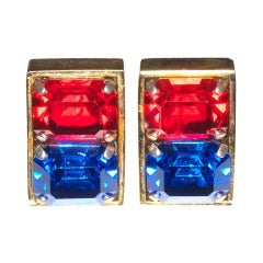 Vintage Coppola e Toppo Blue and Red Crystal Earrings