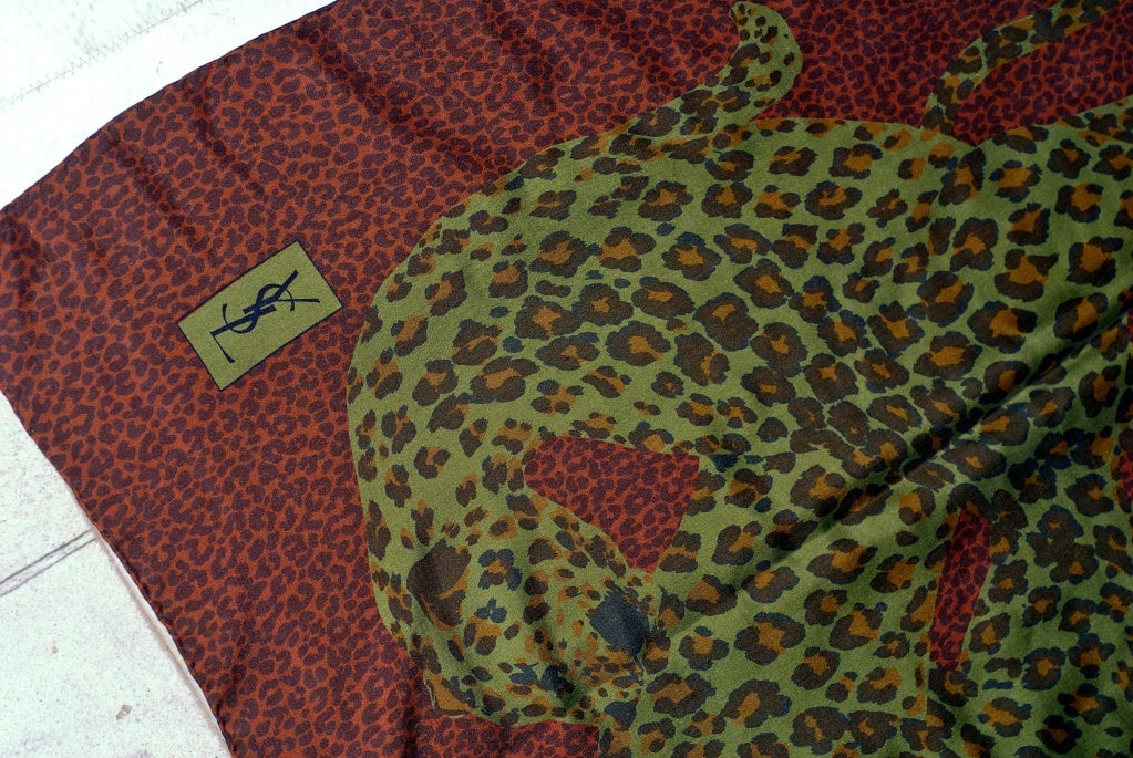 Yves Saint Laurent rive gauche Large Panther Print Scarf