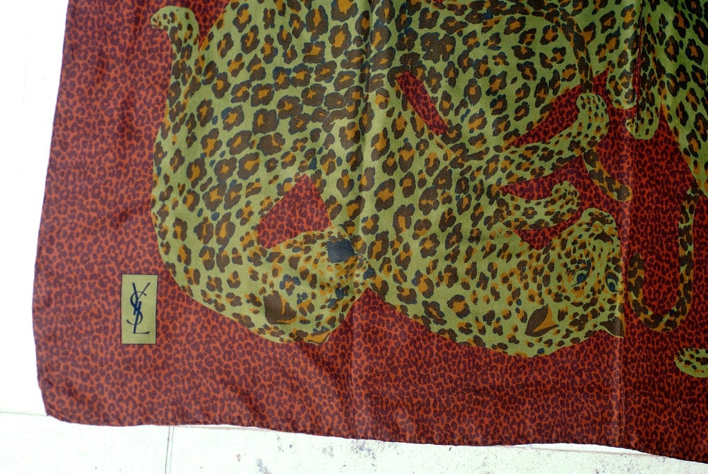 Women's Yves Saint Laurent rive gauche Large Panther Print Scarf For Sale