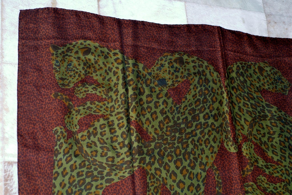 Yves Saint Laurent rive gauche Large Panther Print Scarf For Sale 2