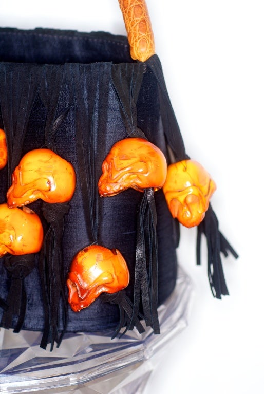 Women's Roberta Balsamo Bag with Fringe and Skulls For Sale