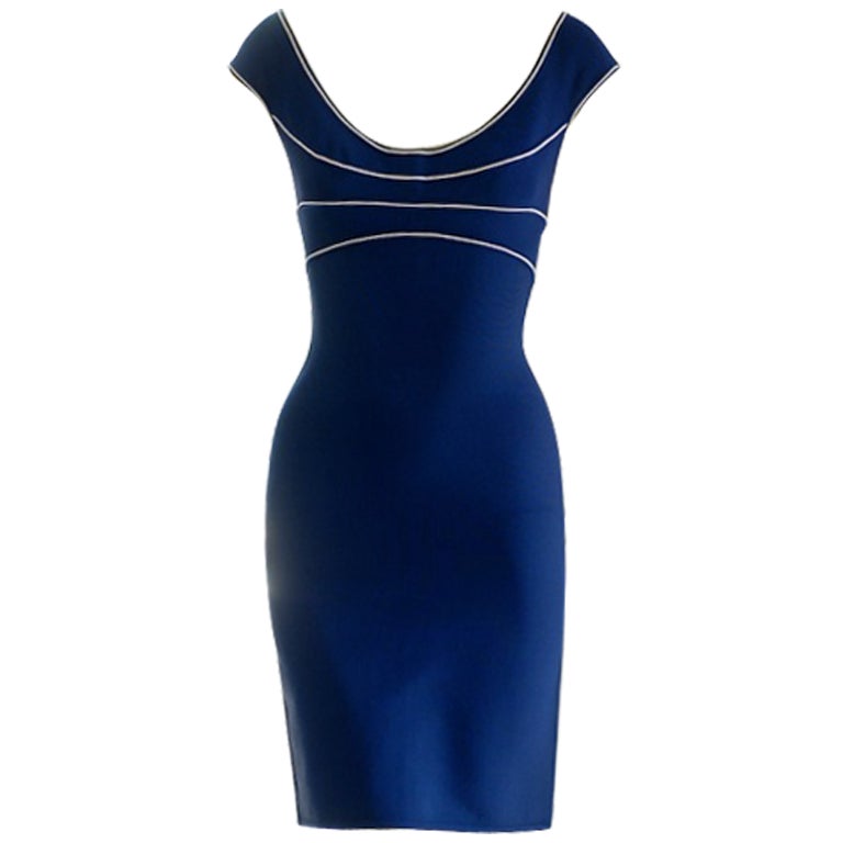 Early Herve Leger Nautically Inspired Bandage Dress For Sale