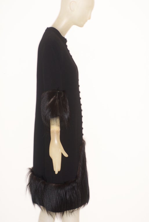 Women's 1960s Pierre Cardin Monkey Fur Trimmed Dress