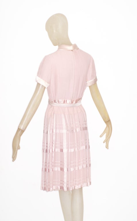 1970s Valentino Haute Couture Pale Pink Dress For Sale 1