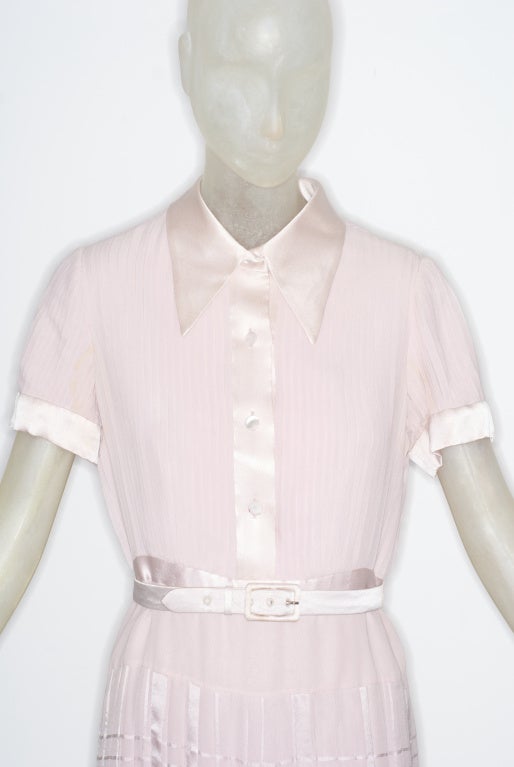 1970s Valentino Haute Couture Pale Pink Dress For Sale 2