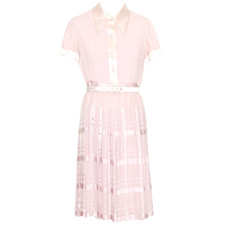 1970s Valentino Haute Couture Pale Pink Dress For Sale