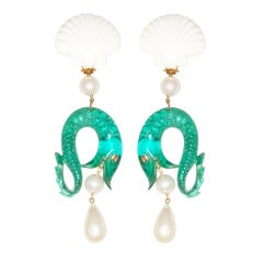 A Rare and Exceptional Pair of Chanel Seashell and Fish Earrings