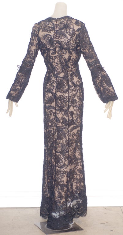 1997 Tom Ford for Gucci Leather and Lace Gown For Sale 1